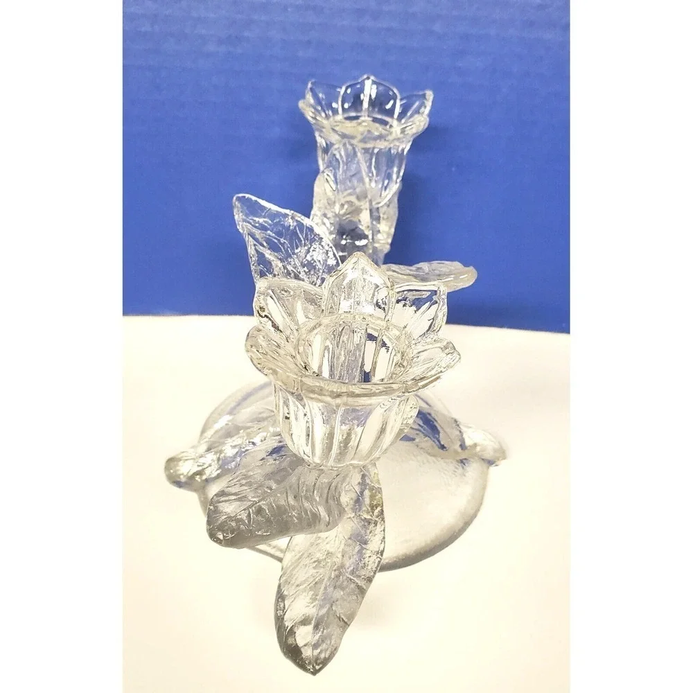 Vintage Cambridge Everglade Double Light Candle‎ Holder  Clear Glass